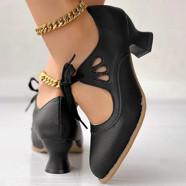 Brionette | Elegant Cutout Block Heel Pumps