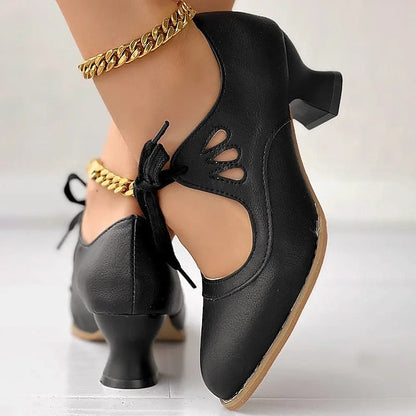 Brionette | Elegant Cutout Block Heel Pumps