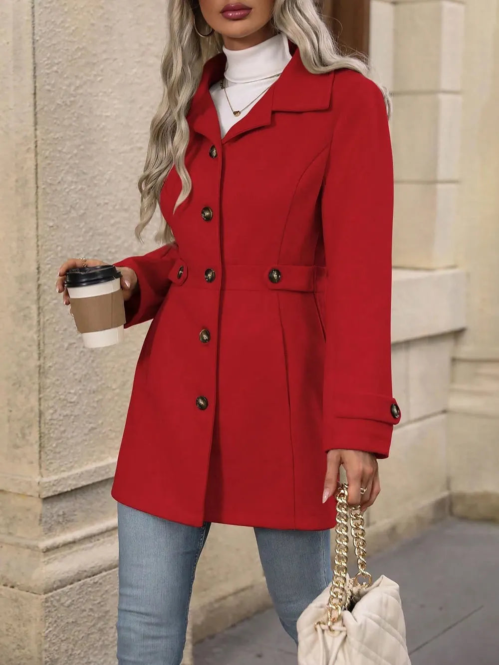 Jacintha | Classic Tailored Mid Length Coat