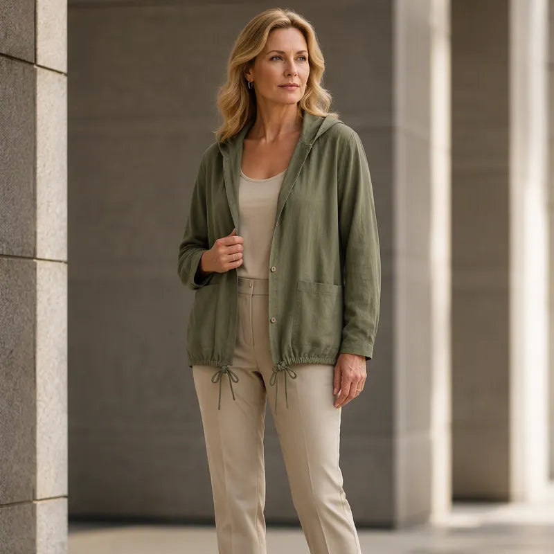 Ilaria | Relaxed Button Front Hooded Jacket
