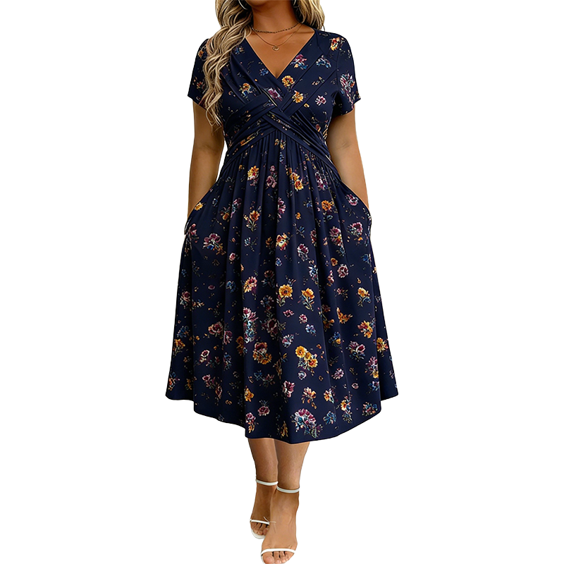 Oriavelle | Flowy V-Neck Midi Dress