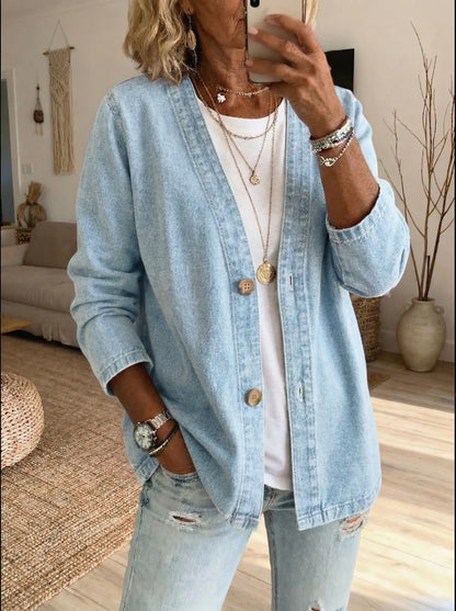 Paisley | Relaxed Fit Denim Button Cardigan