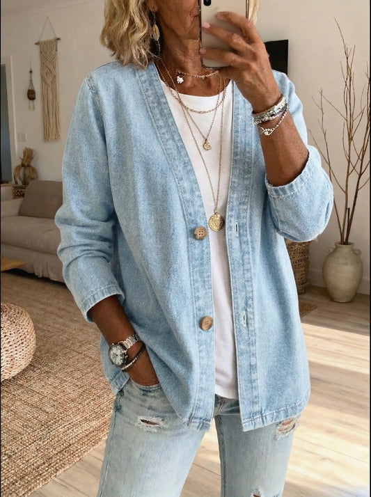 Paisley | Relaxed Fit Denim Button Cardigan