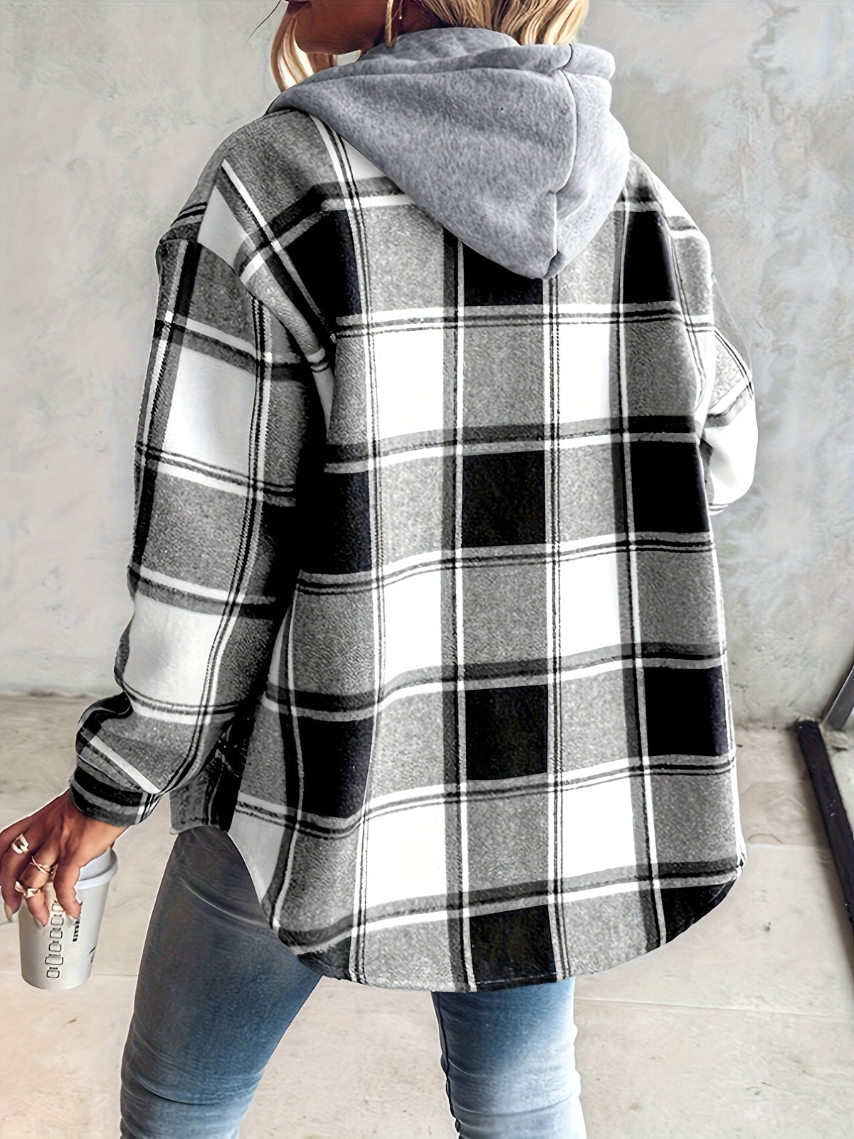 Orinthia | Plaid Hooded Shirt Jacket