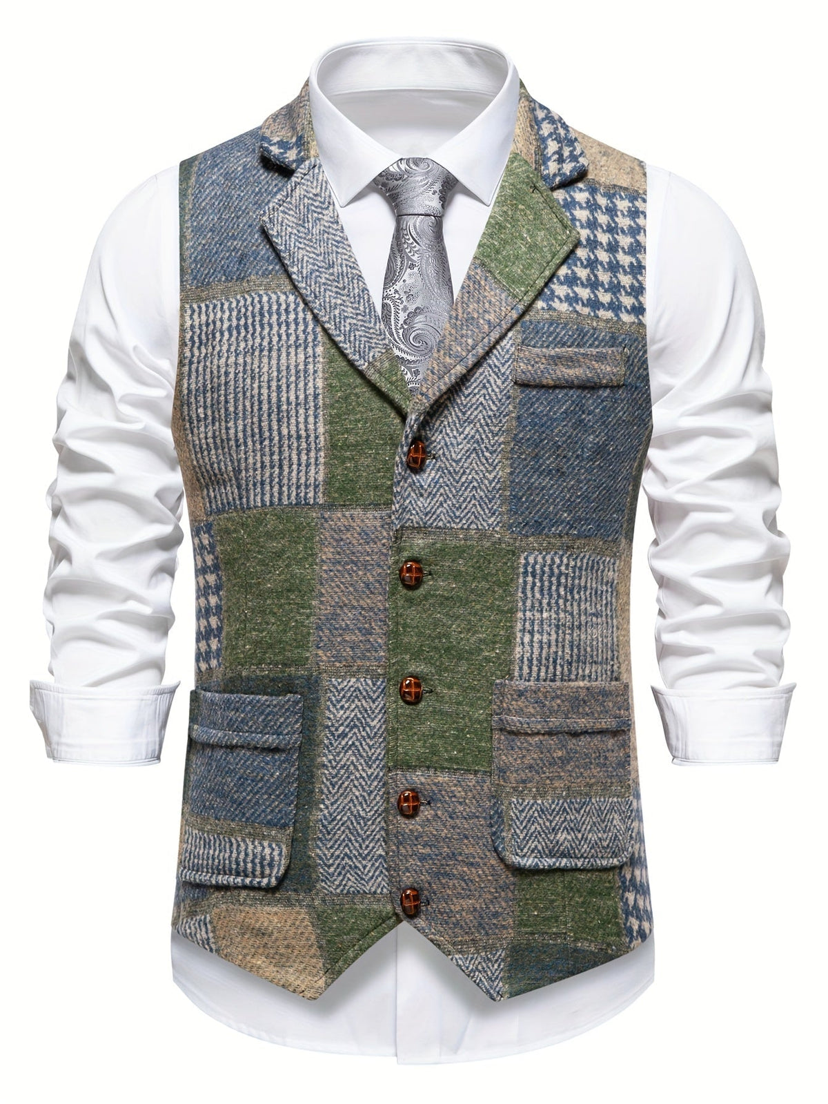 Garran | Patchwork Button Front Waistcoat