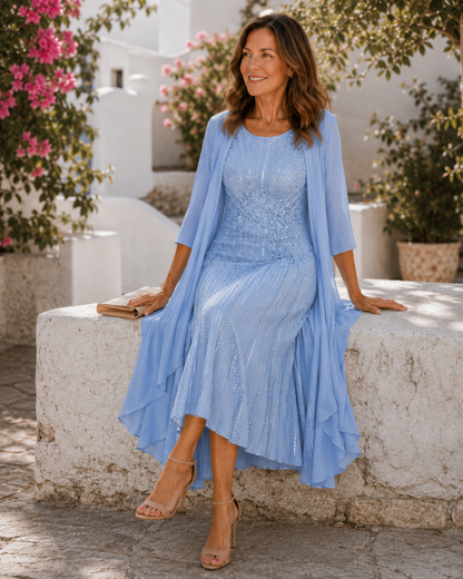Delphinia | Graceful Beaded Jacket Midi Dress