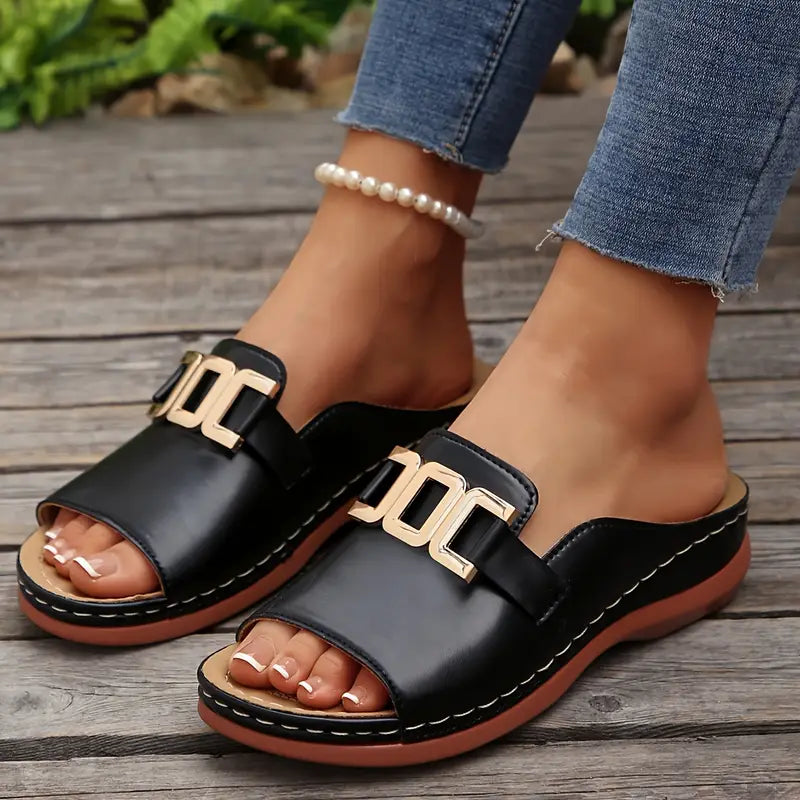 Quinlisse | Buckle Strap Casual Slide Sandals