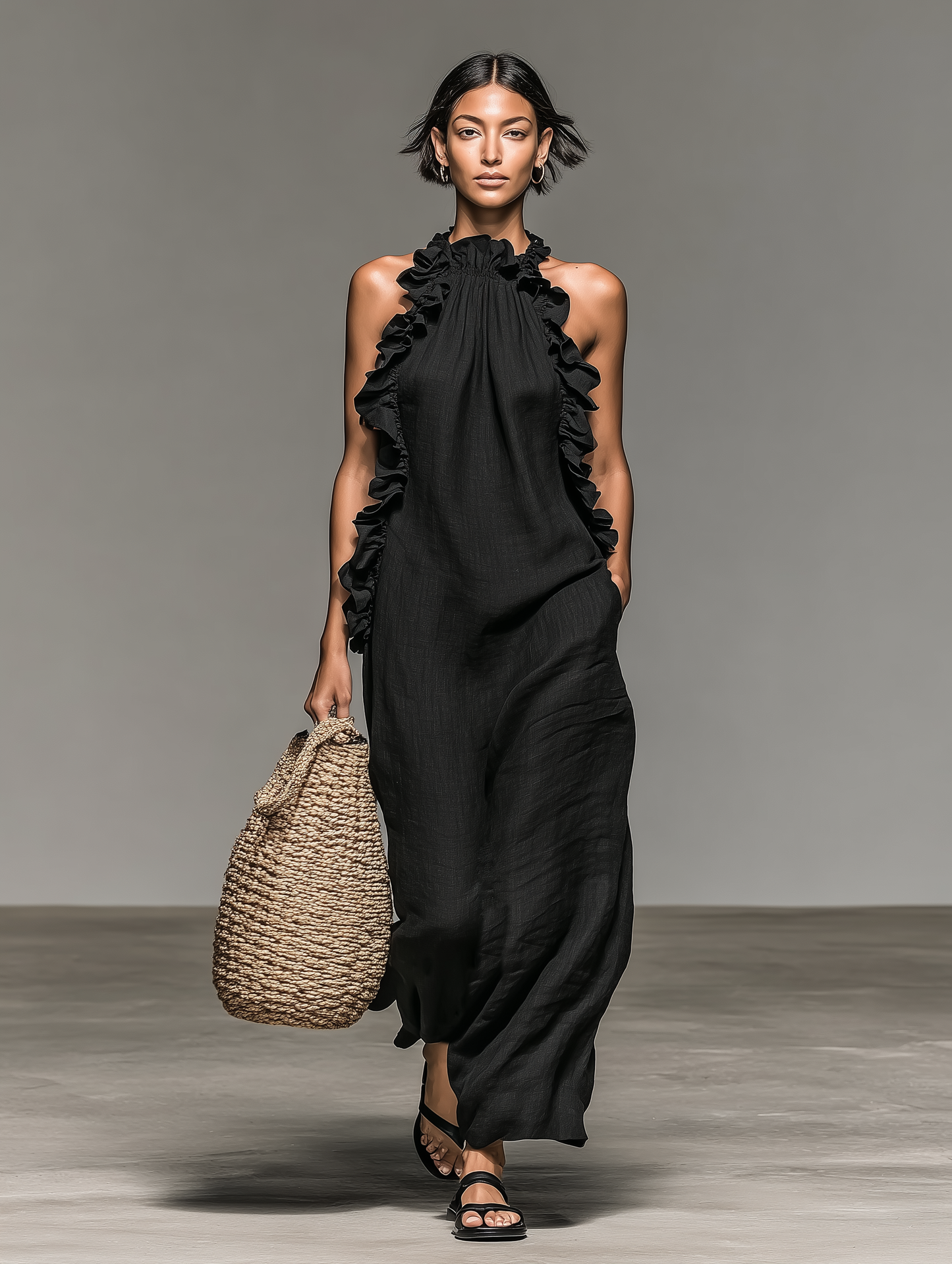 Ilythia | Graceful Ruffle Trim Maxi Dress