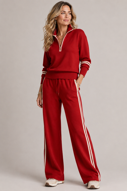 Quenara | Sporty Quarter Zip Two Piece Set