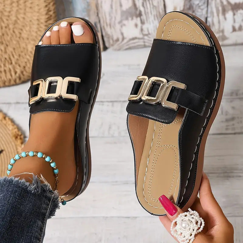 Quinlisse | Buckle Strap Casual Slide Sandals