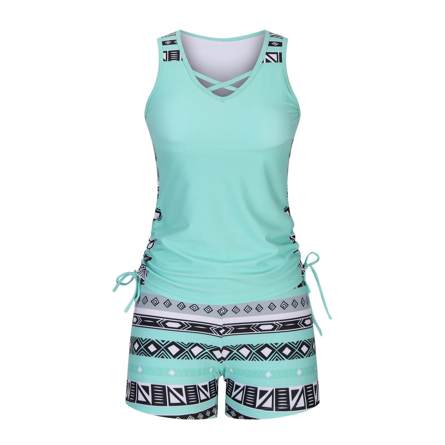 Corvessia | Criss Cross Printed Tankini Set