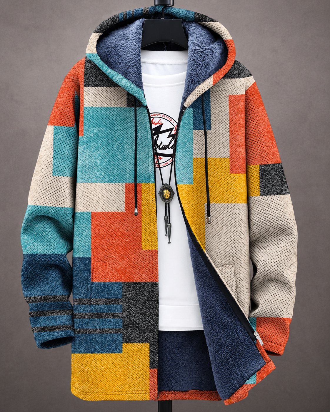 Geneva | Warm Geometric Hooded Jacket