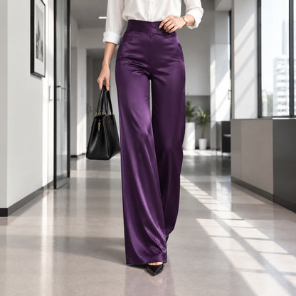Perline | Elegant High Waist Wide Leg Trousers