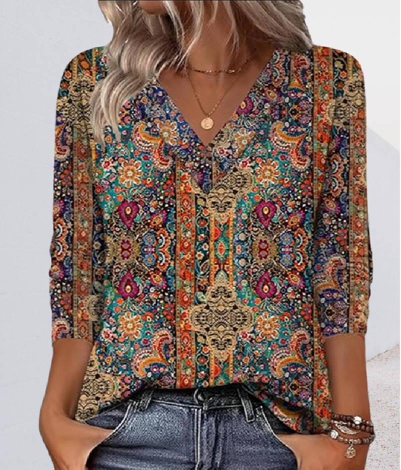 Zuleika | Paisley Print V Neck Blouse