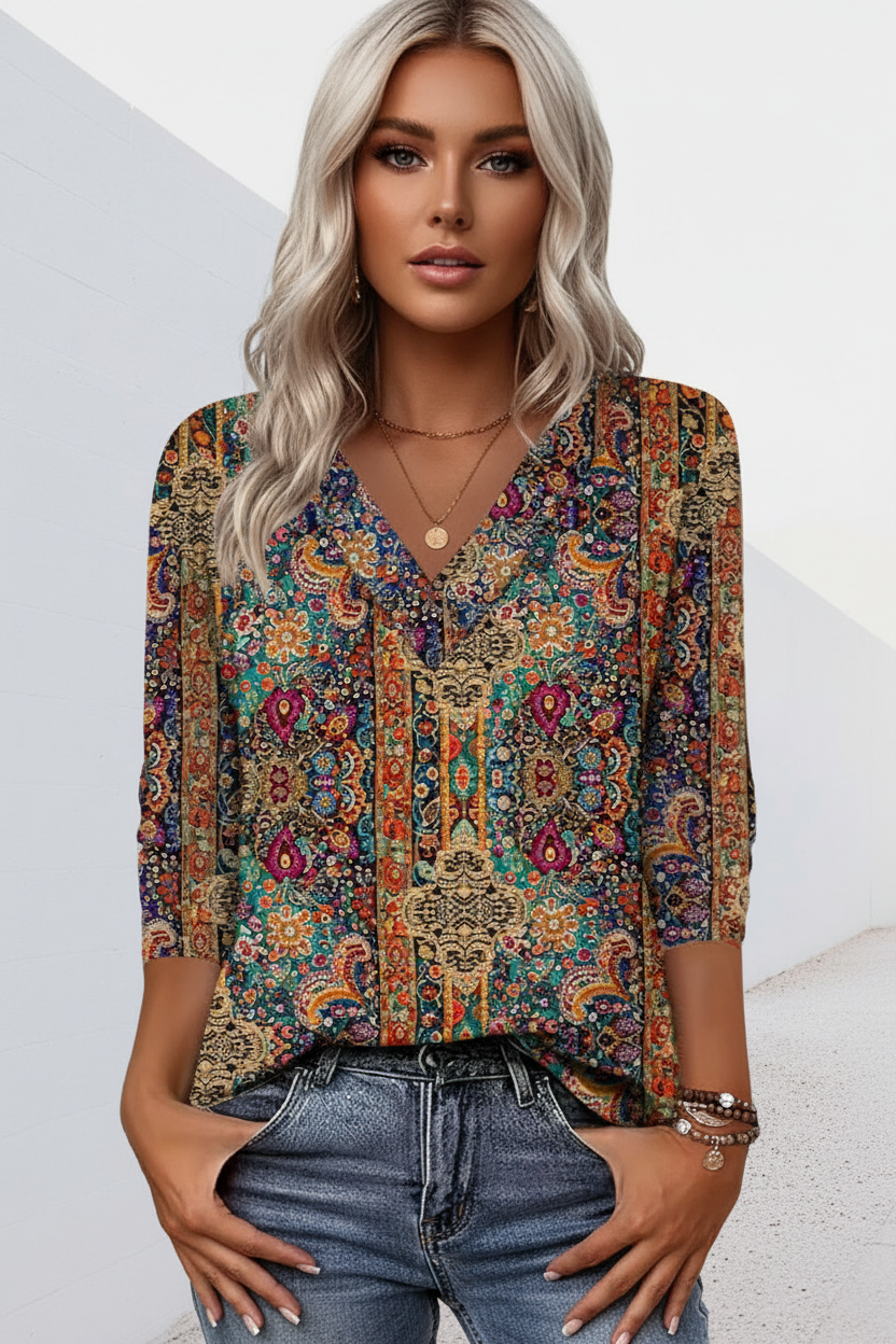 Zuleika | Paisley Print V Neck Blouse
