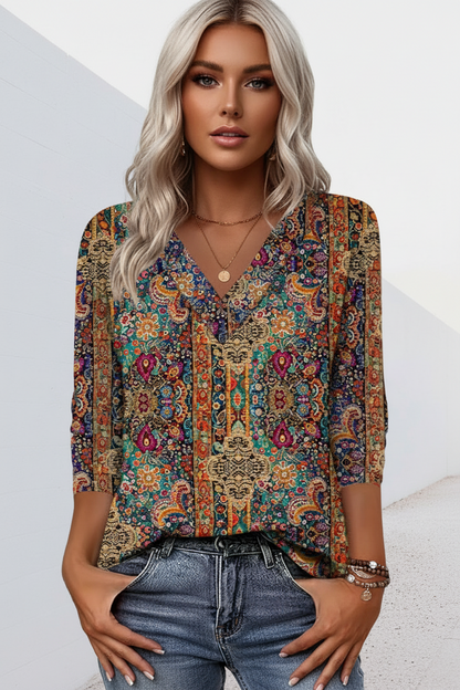 Zuleika | Paisley Print V Neck Blouse