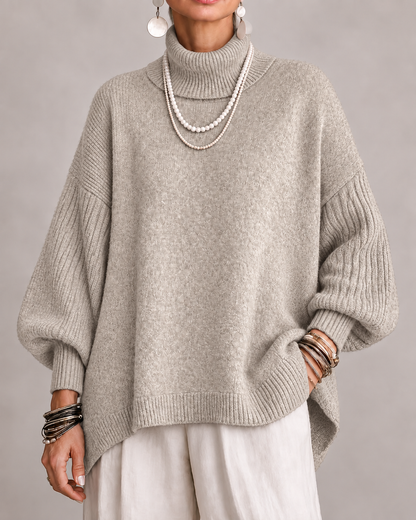 Nolisse | Relaxed Ribbed Sleeve Turtleneck Sweater