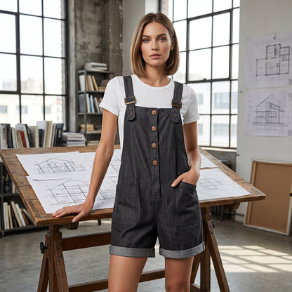 Aubrielle | Button Front Pocket Romper