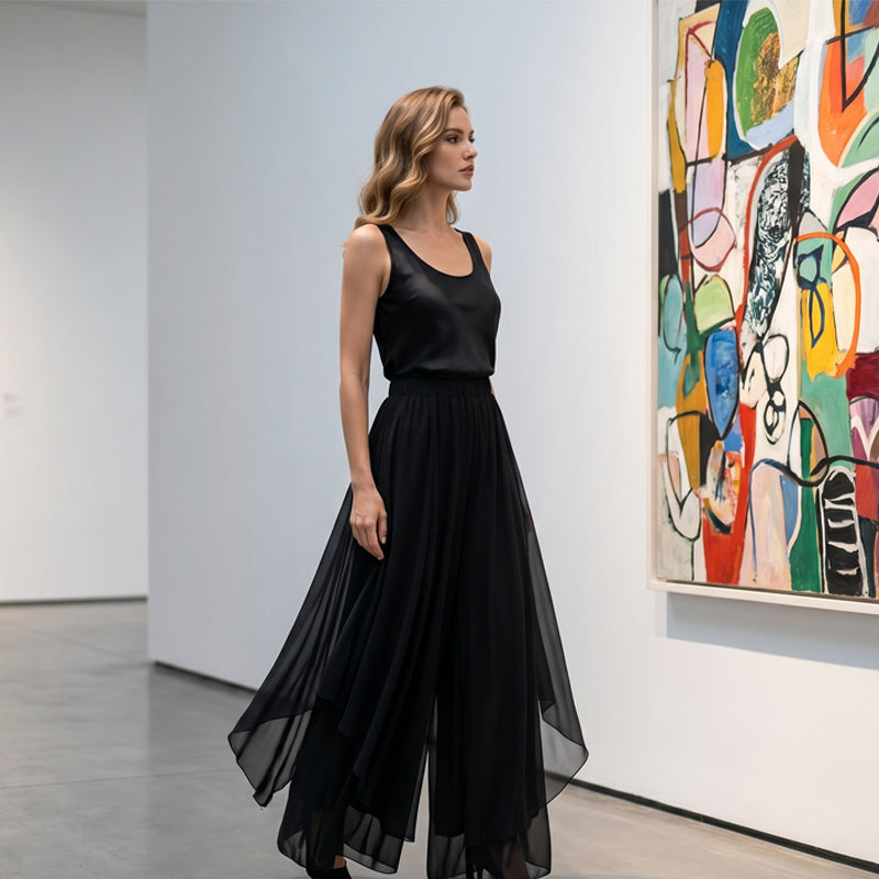 Aveline | Flowing Chiffon Palazzo Trousers