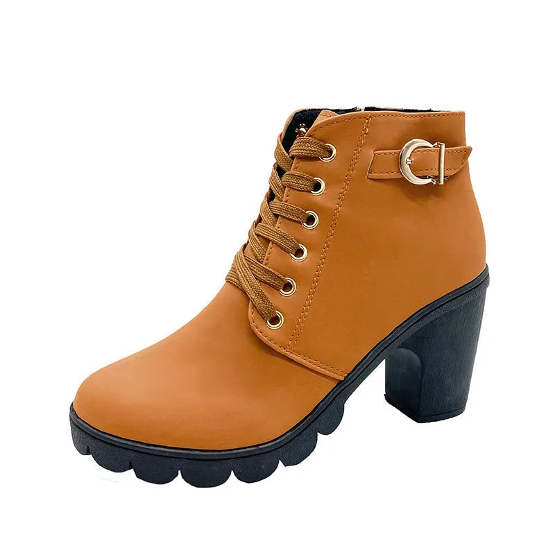 Sloane | Buckle Detail Lace Up Ankle Boots