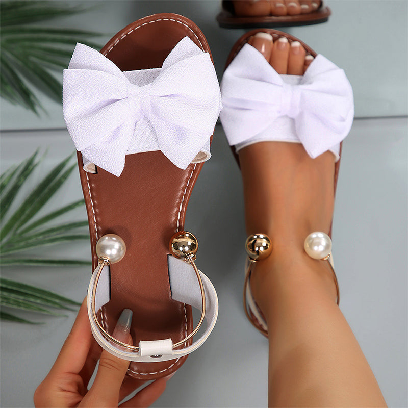 Dorelia | Elegant Bow Flat Sandals