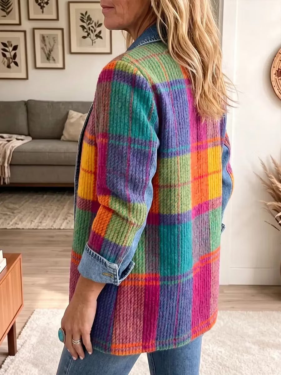 Tavina | Colour Block Knit Denim Jacket