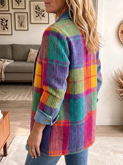Tavina | Colour Block Knit Denim Jacket