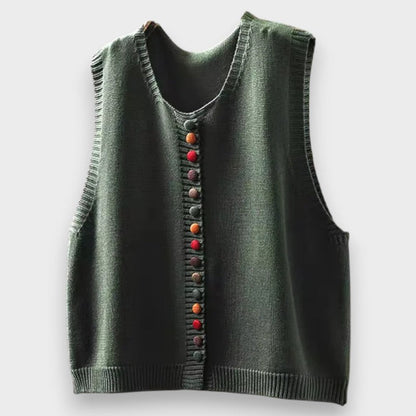 Ravina | Round Neck Button Knit Vest