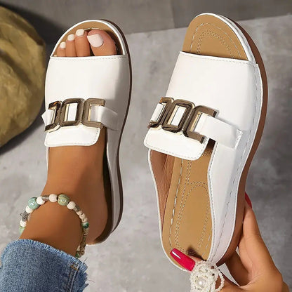 Quinlisse | Buckle Strap Casual Slide Sandals