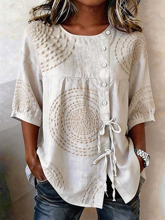 Mirethielle | Tie Front Casual Blouse