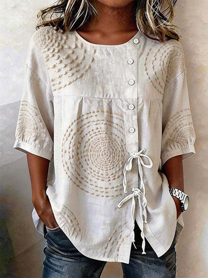 Mirethielle | Tie Front Casual Blouse
