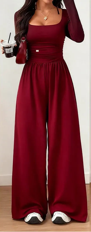 Orelisse | Square Neck Wide Leg Jumpsuit