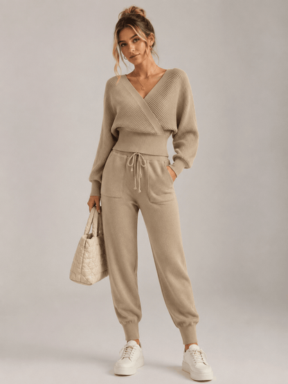 Imogen | V-Neck Knit Lounge Two Piece Set