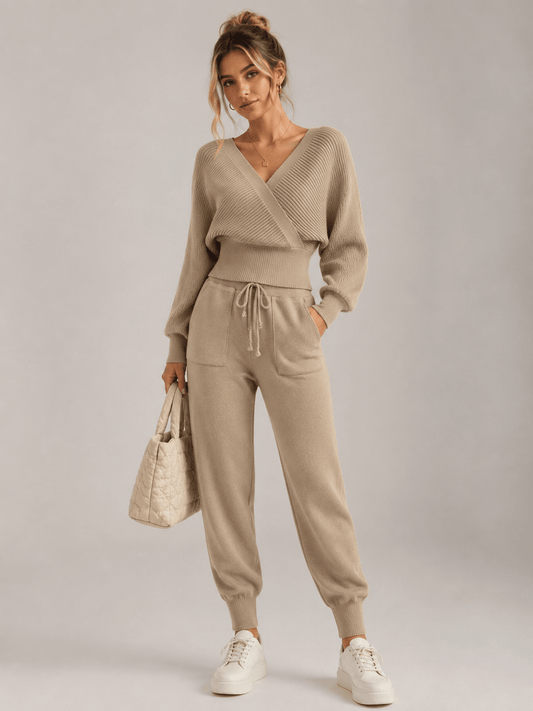 Imogen | V-Neck Knit Lounge Two Piece Set