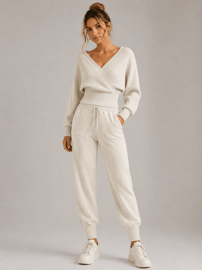 Imogen | V-Neck Knit Lounge Two Piece Set