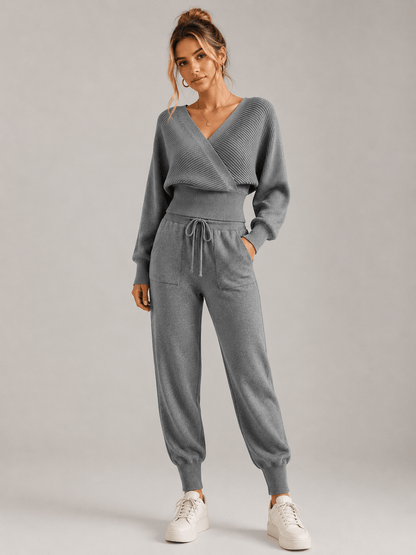 Imogen | V-Neck Knit Lounge Two Piece Set