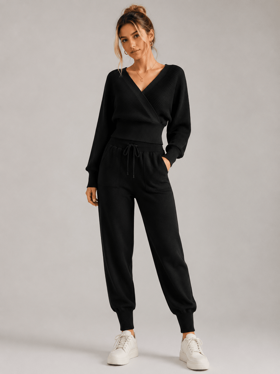 Imogen | V-Neck Knit Lounge Two Piece Set