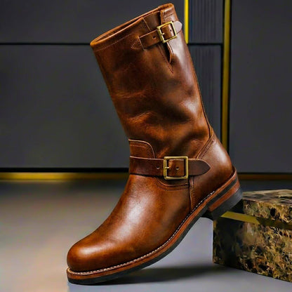 Sullivan | Distressed Leather Biker Boots