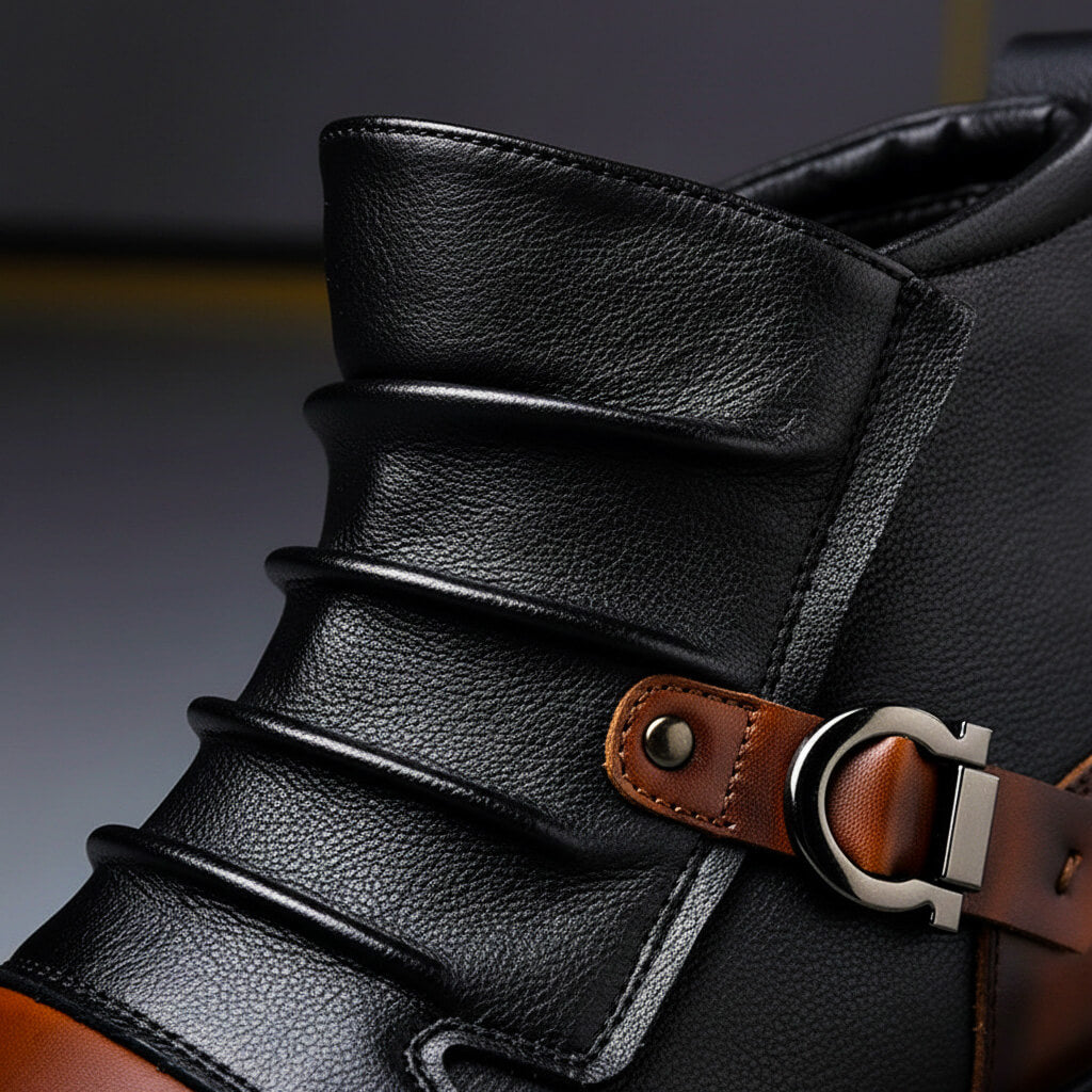 Blaxton | Leather Buckle Ankle Boots