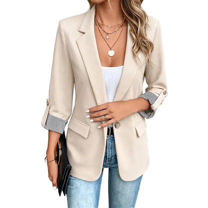 Kallista | Elegant Striped Cuff Blazer