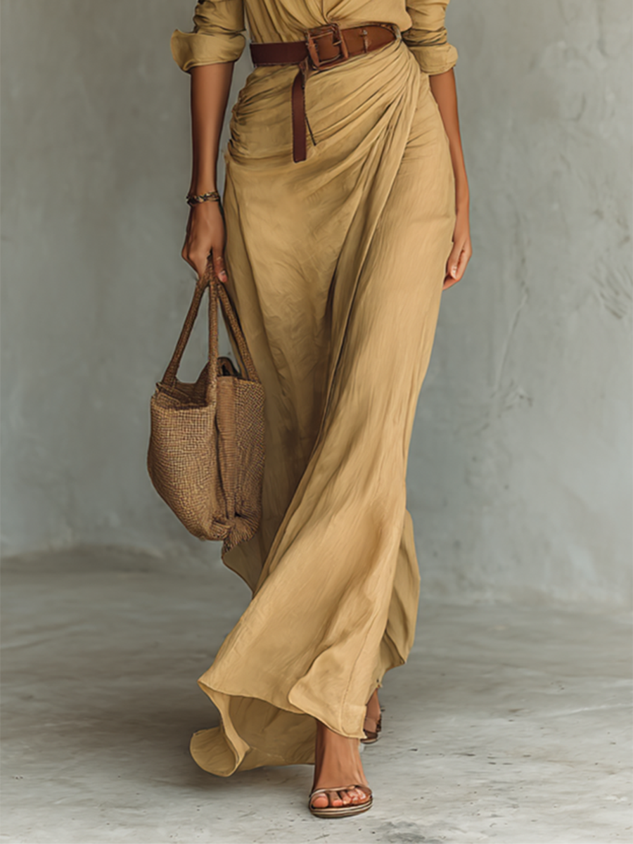 Maevora | Relaxed Draped Long Sleeve Maxi Dress