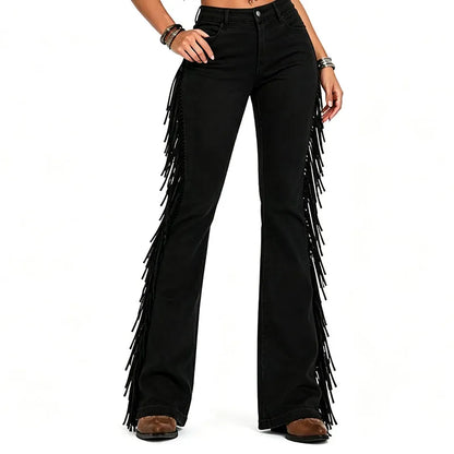 Jovessa | Western Fringe Flared Pants