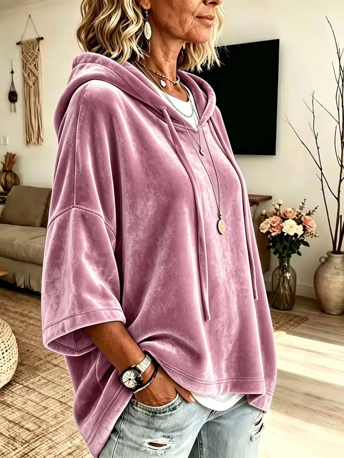 Halynne | Relaxed Velvet Knit Hoodie