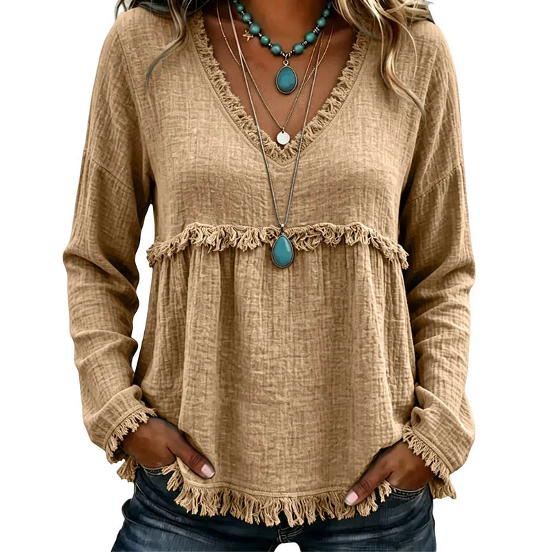Catriona | Relaxed Tassel Trim Blouse