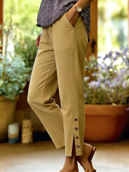 Lyvanna | Button Hem Ankle Trousers