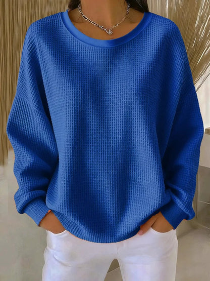Velunara | Waffle Knit Casual Sweatshirt