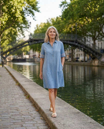 Paloma | Chambray Polo Mini Dress