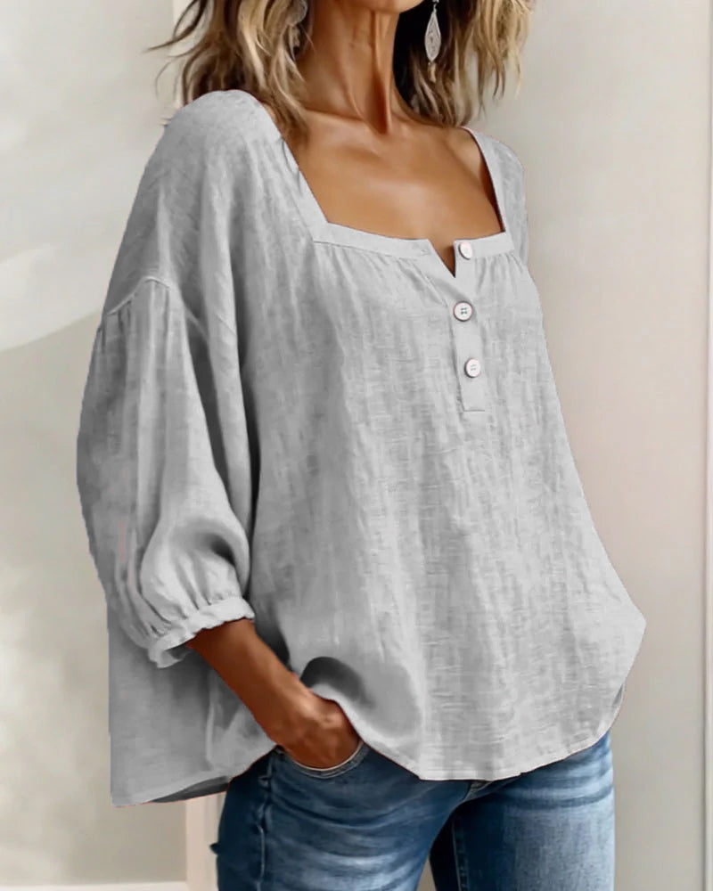 Lurevyn | Square Neck Button Blouse
