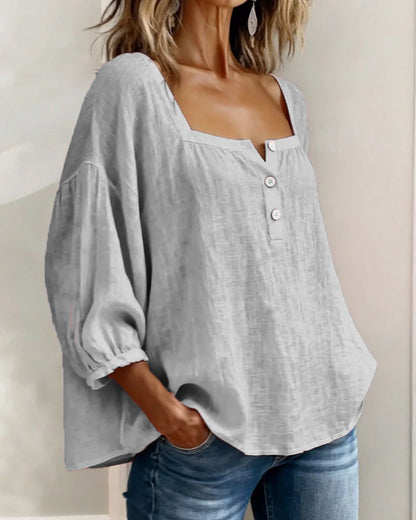 Lurevyn | Square Neck Button Blouse