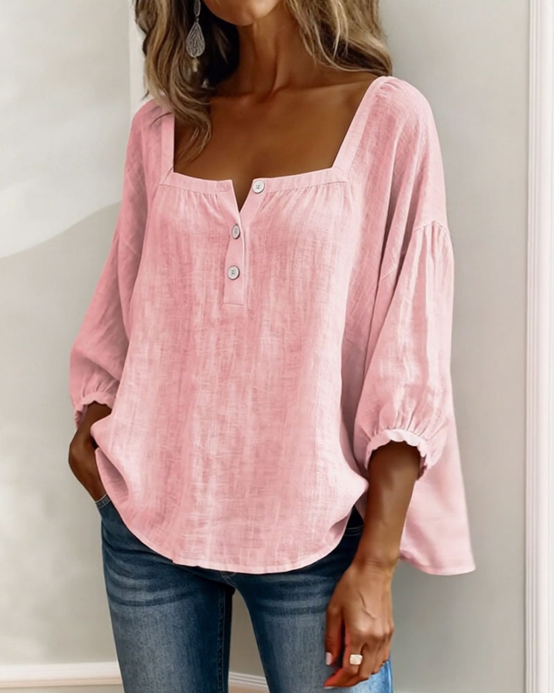 Lurevyn | Square Neck Button Blouse